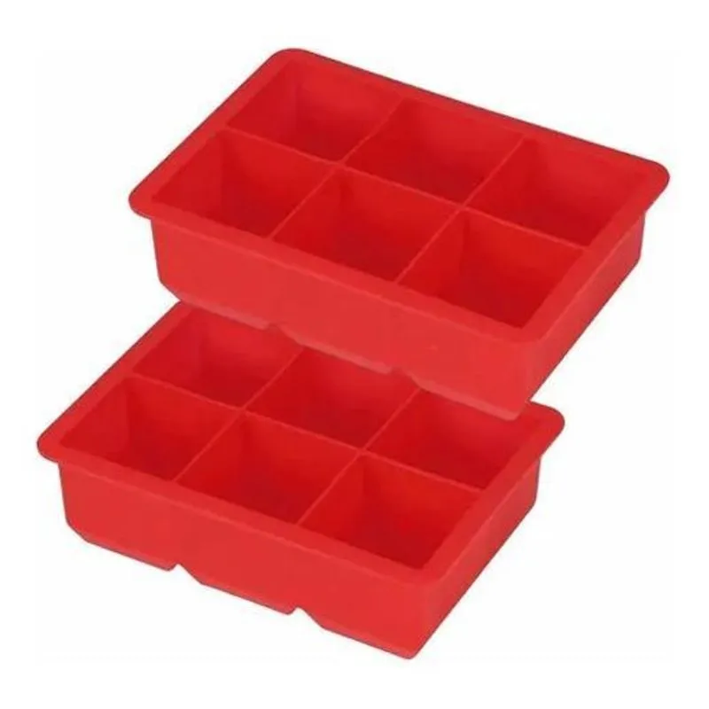 Kit2 Forma Silicone 6 Gelo Cubo Grande Negroni Bpa-free