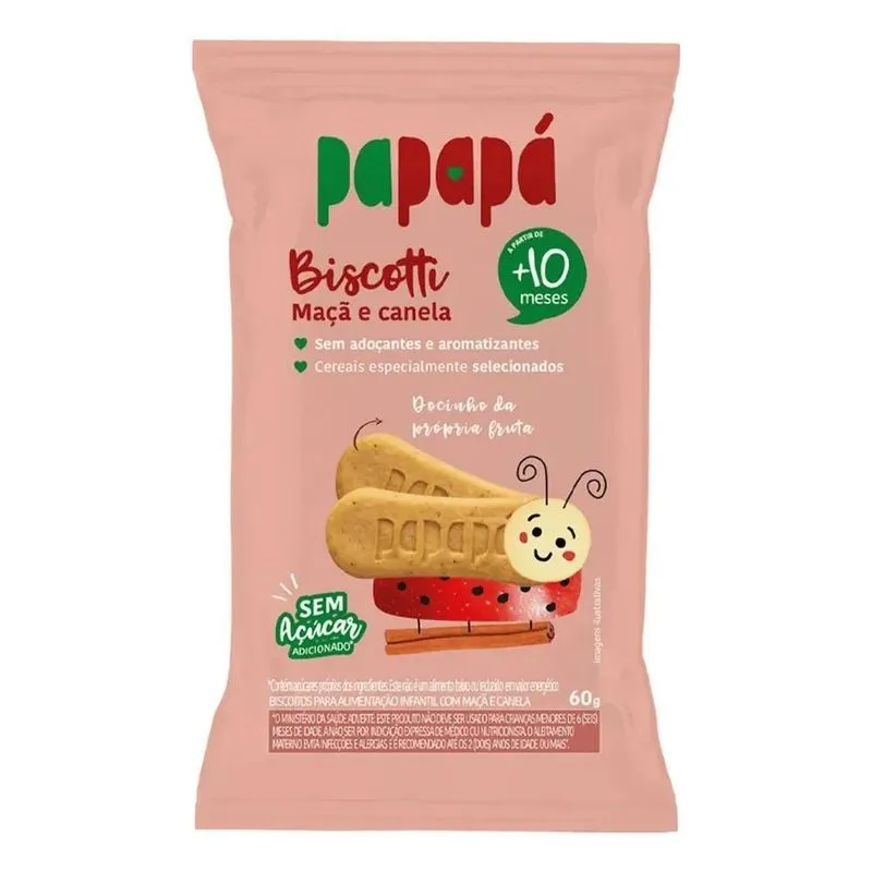 5x Biscotti Papapá De Maçã E Canela - 60g