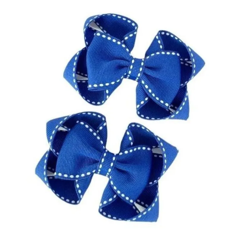 Parzinho De Laço De Cabelo Infantil Liso Tamanho M Azul Roya