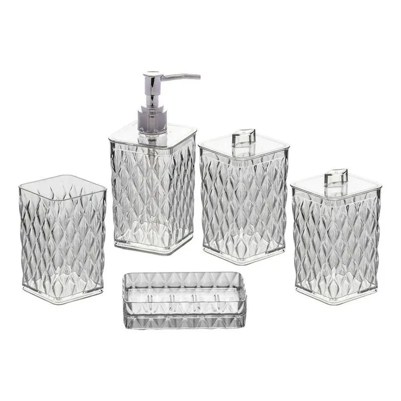 Jogo Luxo Glamour Utensílios De Lavabo 5 Kit Banheiro Incolo