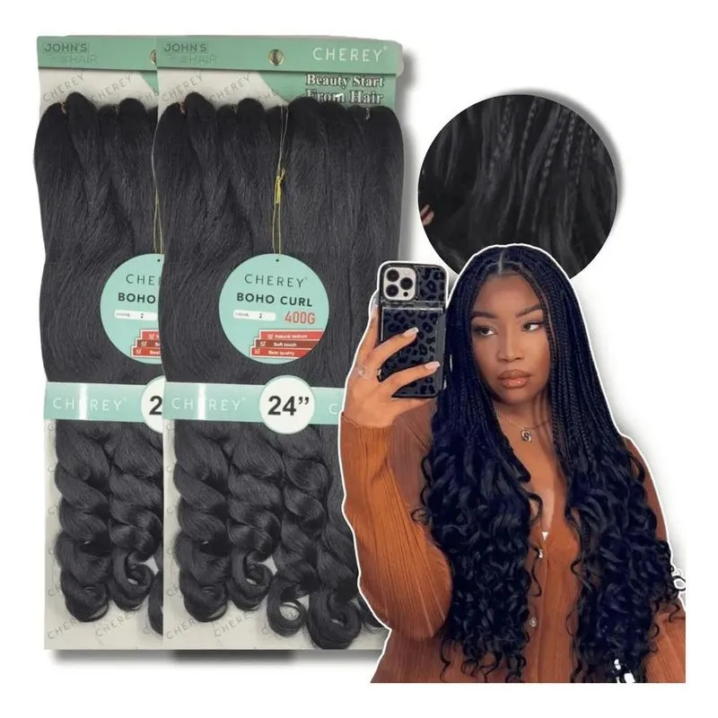3x 2 Pacotes Cabelo Boho Curl French Curl Fibra Premium 400g