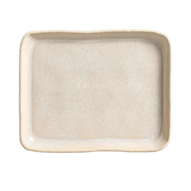 Conjunto com 2 Travessas Retangular Média Orgânico Eco Latte 32,5x26,5 cm