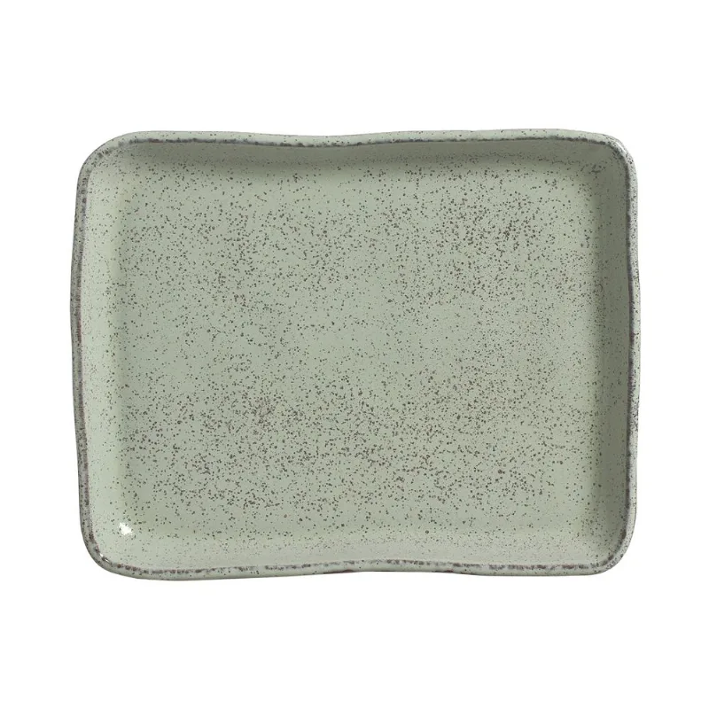 Conjunto com 2 Travessas Retangular Média Orgânico Eco Pistache 32,5x26,5 cm