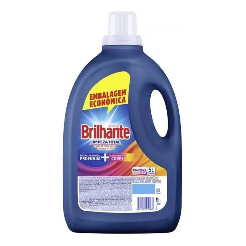 5x Sabão Líquido Brilho Ativo Brancas E Coloridas 5l Brilh
