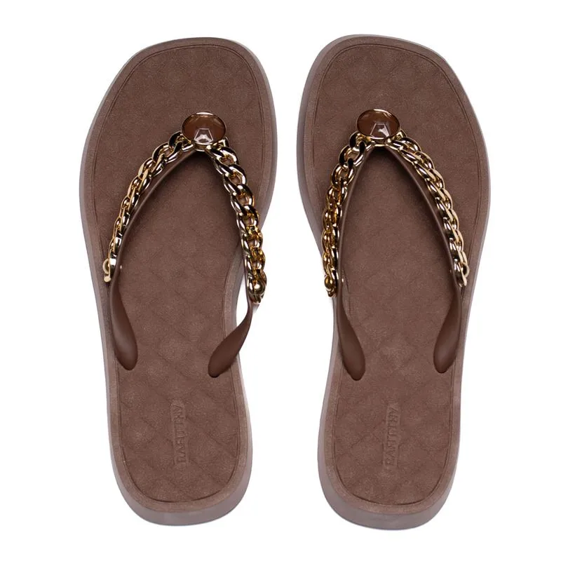 Chinelo Feminino Rafitthy Flatform Luxurius Corrente Café - 36