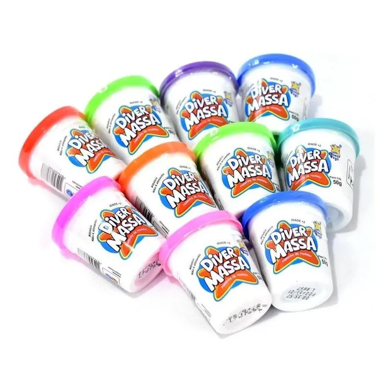 3x Kit 10 Potes Massinha De Modelar Colorida Diver Toys