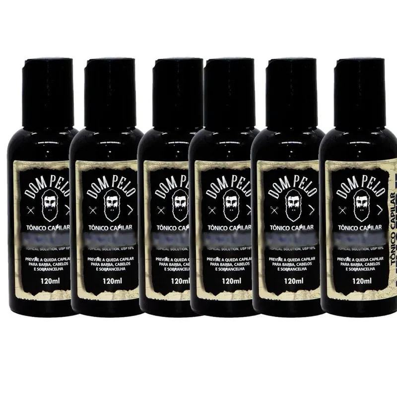 Kit 6 Tônico Loção Dom Pelo Cabelo Barba Beard