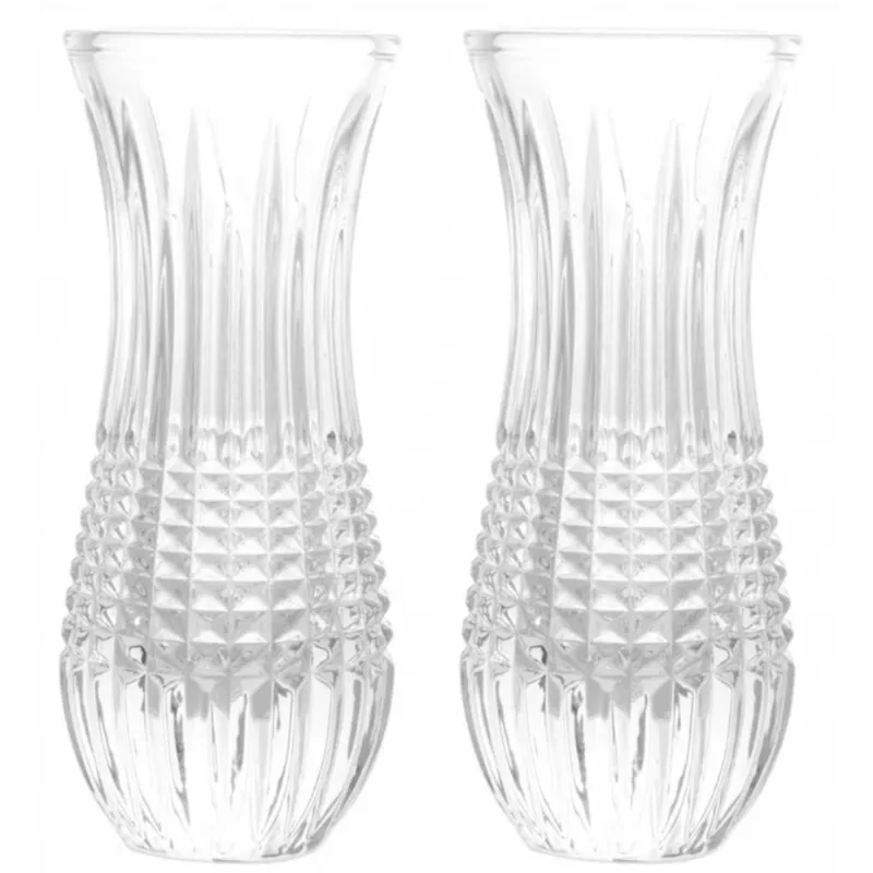 Jogo 2 Vasos Cristal 6x15cm Queen Wolff Transparente Flores