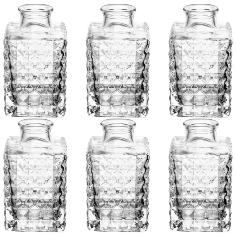 Kit 6 Vasos Vidro Quadrados Lyor 5x9cm Transparente Decorati