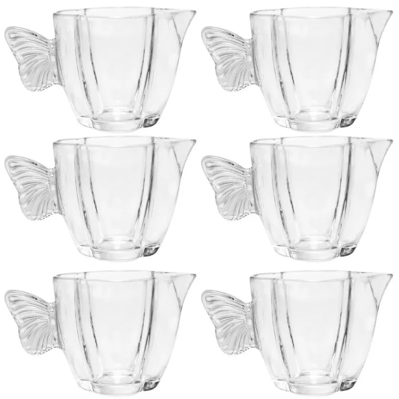 Jogo 6 Leiteiras Vidro 230ml Butterfly Wolff Servir Caldos Cremes Pequena Cafeteria Hotel Mesa Posta