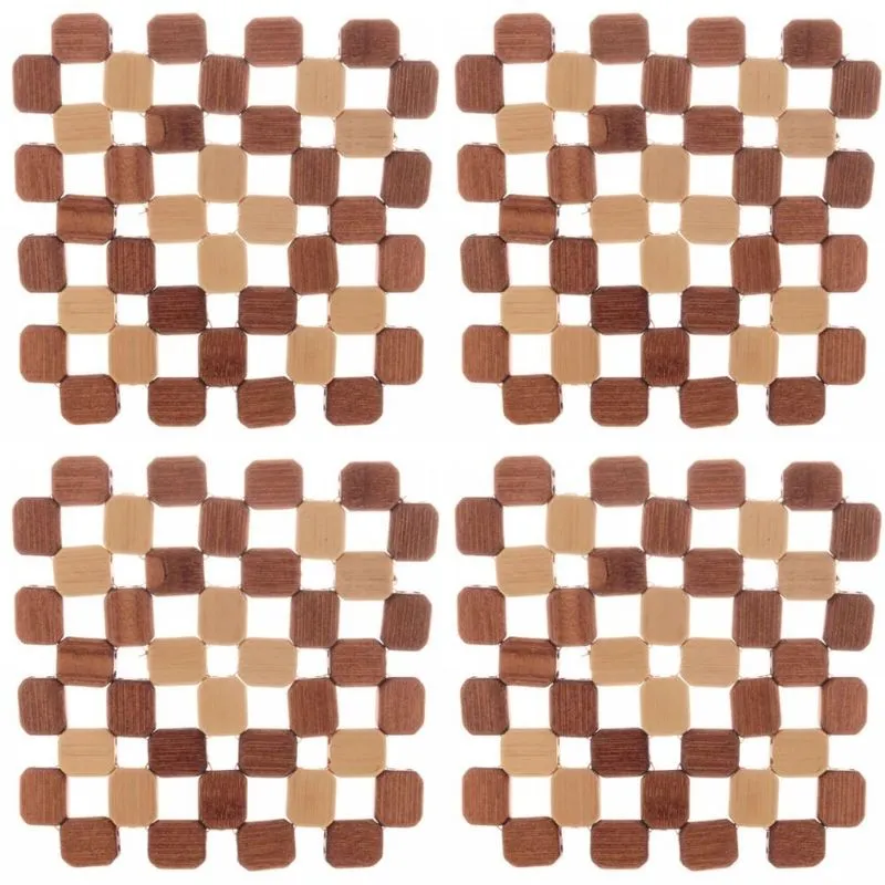 Jogo 4 Descansos Porta Panela Quente Bambu 16cm Lyor Suporte Base Apoio Travessas