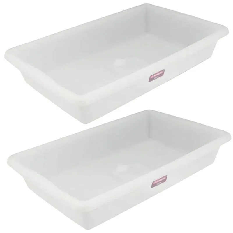 Conjunto 2 Bandejas Plásticas Grandes 58x38cm Brancas 14L Sanremo Restaurante Buffet