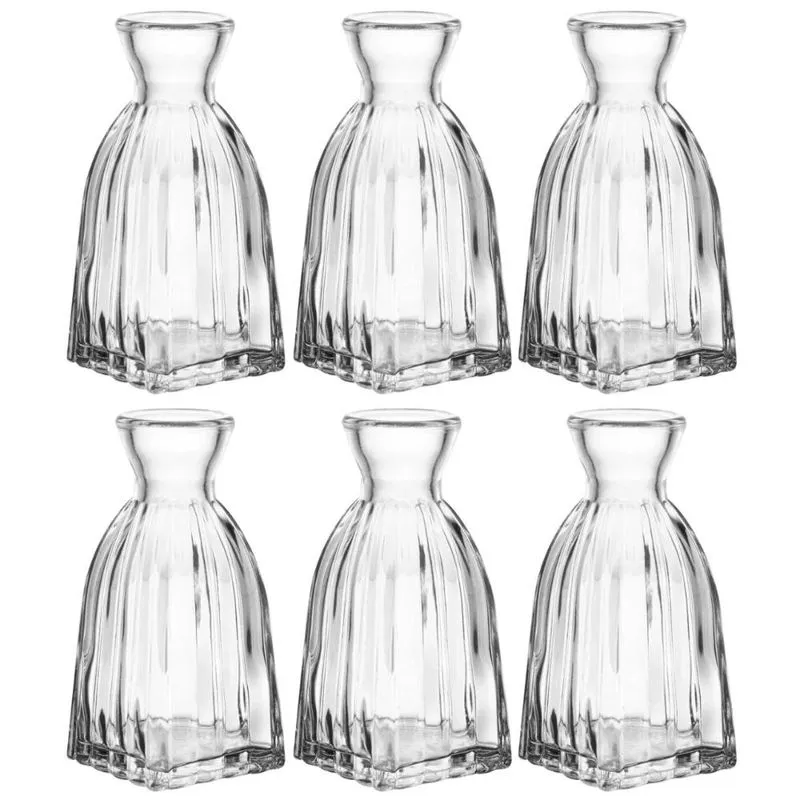 Jogo 6 Vasos Vidro 5x11cm Transparente Wolff Decoração Flores Jarro Vasinho Centro De Mesa Jantar
