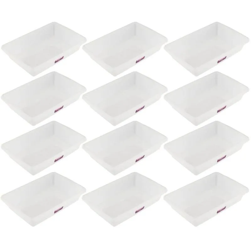 Conjunto 12 Bandejas Plásticas Pequenas 2,2L Brancas Sanremo Casar Travessas para Alimentos