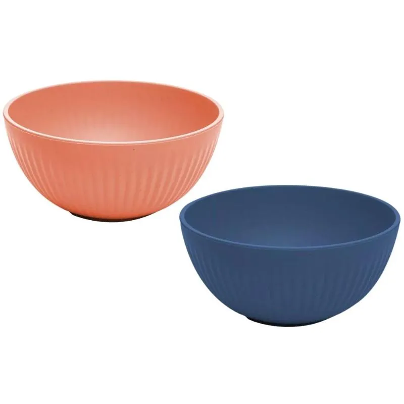 Kit 2 Saladeiras 21cm Bambu Plástico Stripes Lyor Sortido Grande Colorida Frutas Pipoca Salada