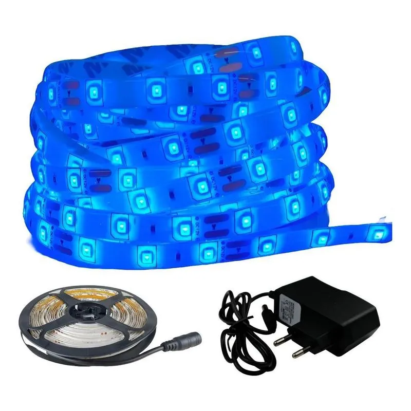 10x Fita Led Azul 3528 Ip65 Siliconada 12v Dupla Face Com F