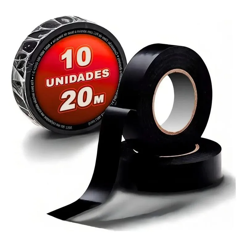 Fita Isolante Adesiva Antichamas 20 Metros Kit 10 Rolos 20m