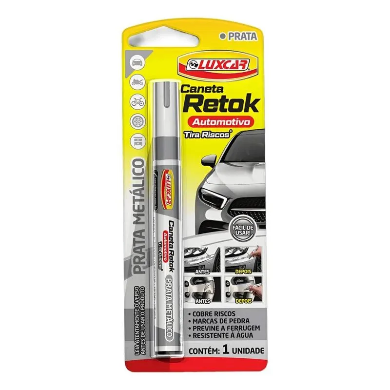 Caneta Tira Riscos Pintura Automotiva Carro Mo Prata Metálic