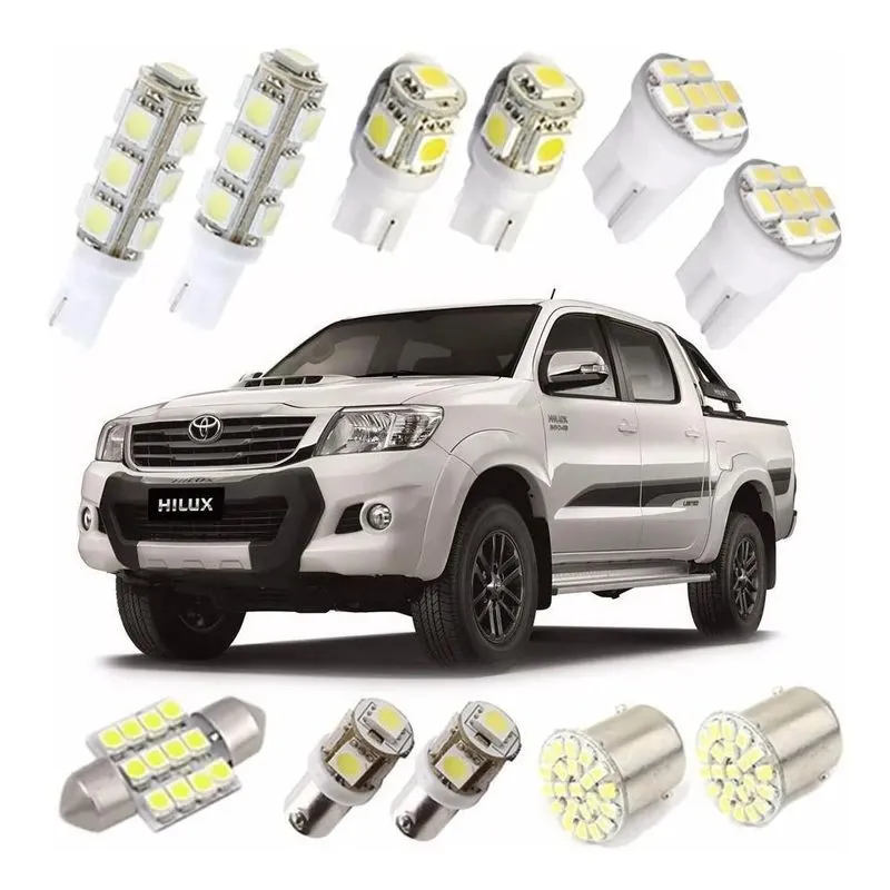 5x Kit Lampadas Led Luz Branca Hilux Pingo Teto Placa Ré Far