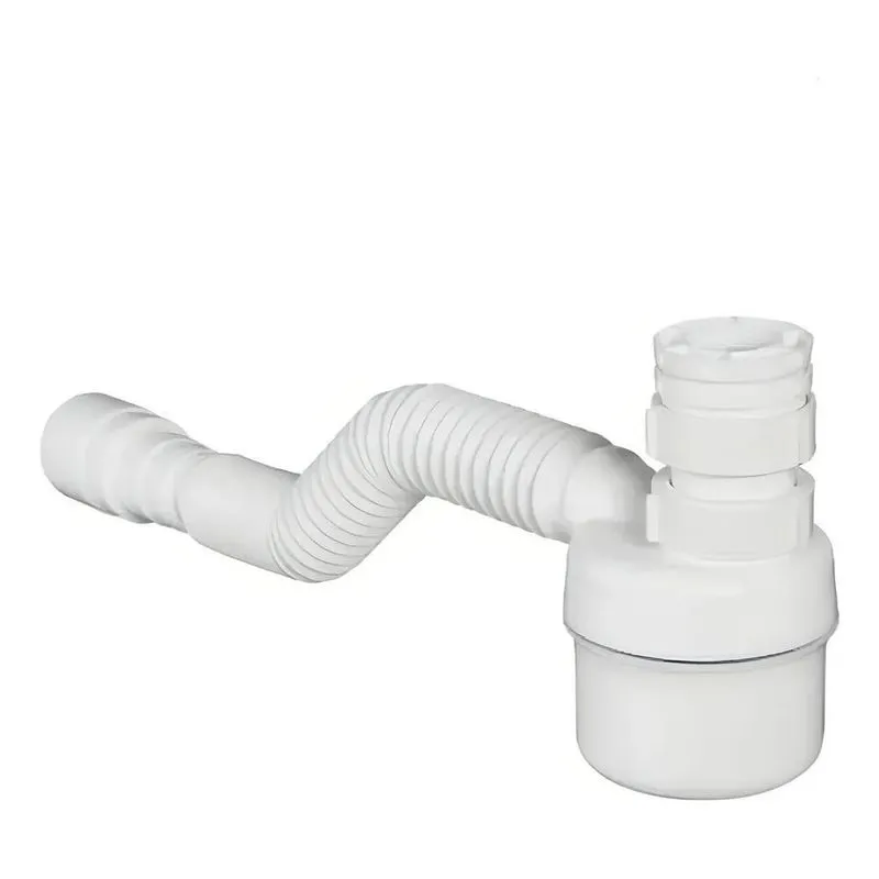 3x Sifão Com Copo Universal Ajustável Flexível Branco Tigre