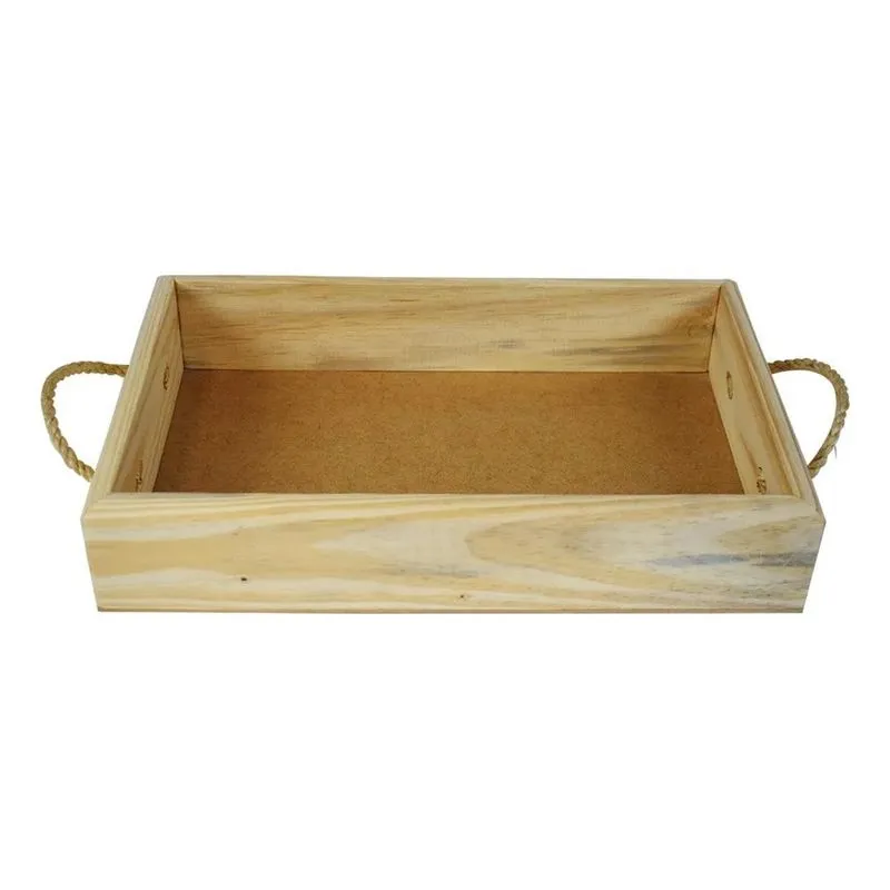 Bandeja Pinus Cru Alças De Sisal Cesta Café Manhã Presente B