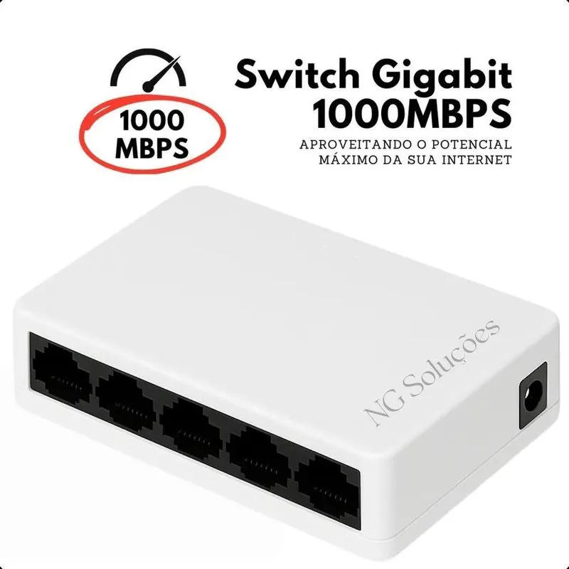 2x Switch 5 Portas Gigabit Hub De Rede 10/100/1000 Mbps Gbps