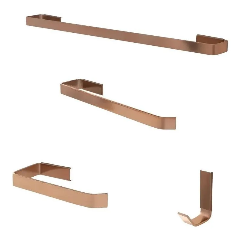 Kit Acessórios Para Banheiro Rose Gold 4 Peças Luxo Quadrado