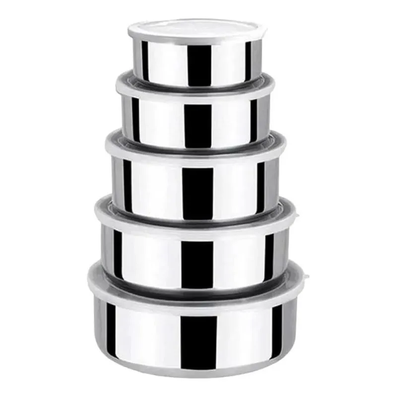 10x Jogo Conjunto Saladeira Bacia Tigela Bowl Aço Inox 5 Pc