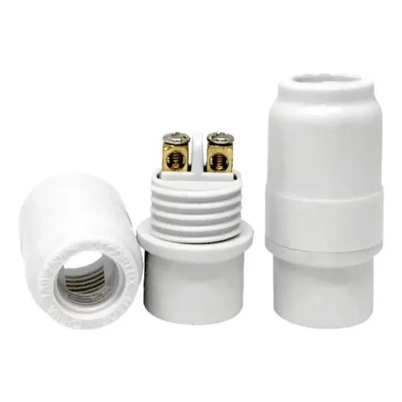 10x Kit 12 Bocal Pendente Soquete E14 Plástico Branco Decor