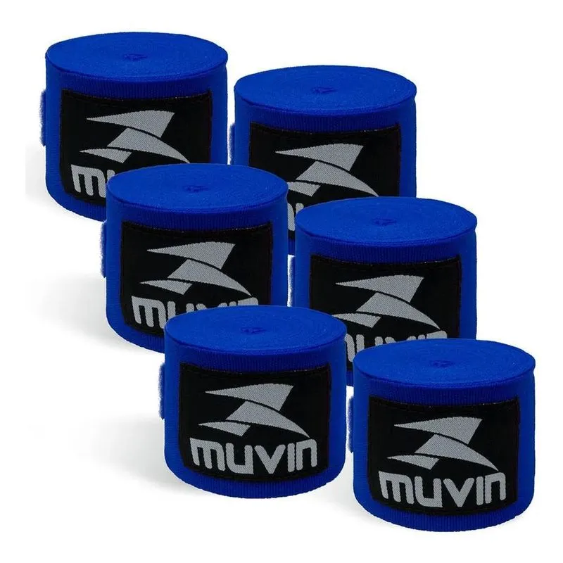 Kit Bandagem Elástica 5m Muvin Com 3 Pares - Boxe Muay Thai