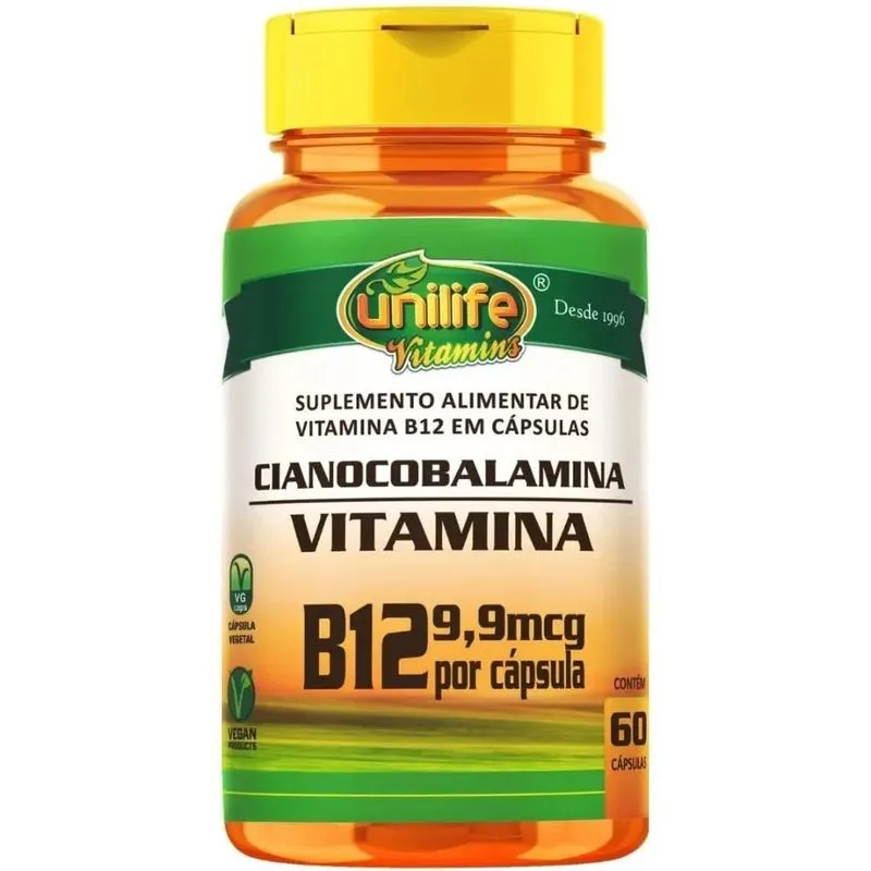 2x Vitamina B12 Cianocobalamina Unilife 60 Cápsulas