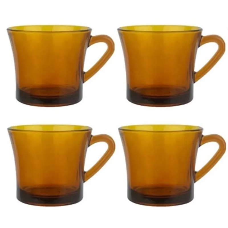 Jogo Xicaras Cha Cafe Vidro Ambar Vidro 4pcs