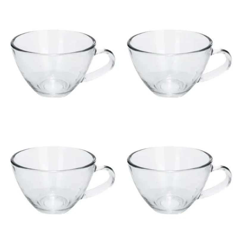 Jogo Xicara Cha Cafe Vidro Incolor Temperado 4pcs