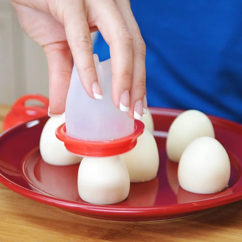 Kit 4 Formas Ovo Cozido Em Silicone Cozinha Rápido Prático