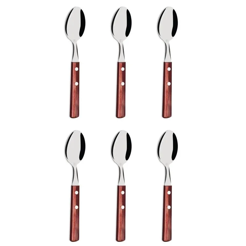 Kit 6 Colher Mesa Tramontina Cabo Madeira Polywood Vermelho