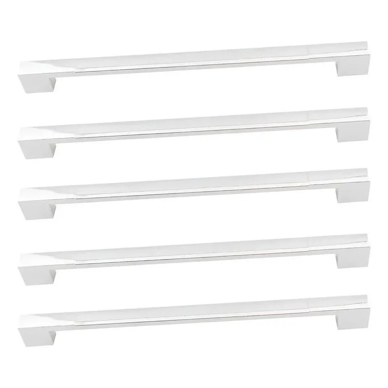 5 Puxador 256mm Porta Guarda-Roupa Armários Cozinha Cromado