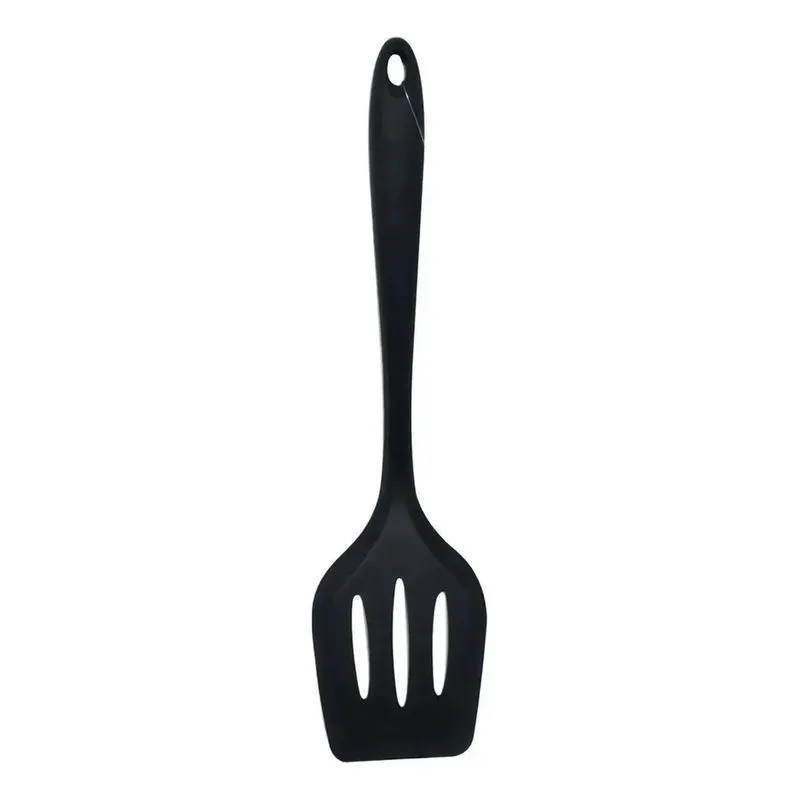 3x Espátula Vazada Em Silicone Preto