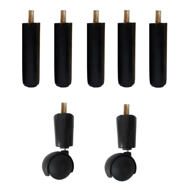 Pé Cama Box 12 Cm Preto 7 Peças 5 Fixos 2 Rodinhas Sp Casal