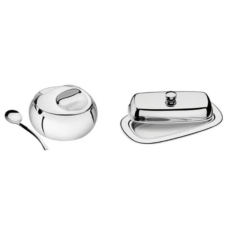 Kit Acucareiro E Manteigueira Retangular Aço Inox Tramontina