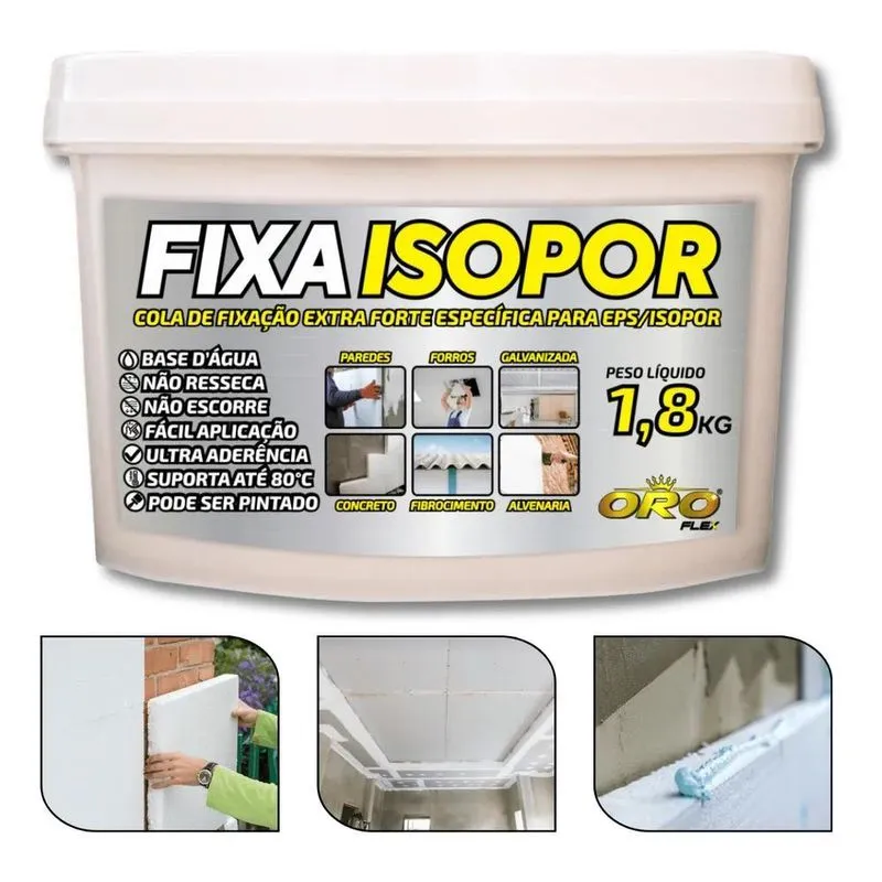3x Produto Cola Fixa Isopor Parede Pvc Forro Madeira 1,8kg B