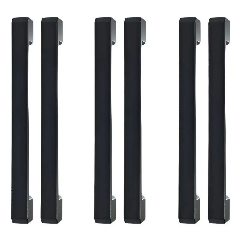 6 Puxadores 256mm Para Porta De Guarda-Roupa Cozinha Preto