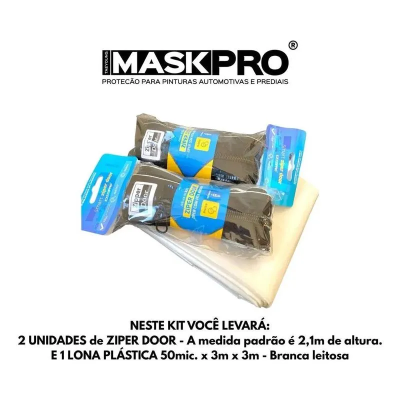 Kit De Porta Zíper C/fita Adesiva Para Proteção E Isolamento