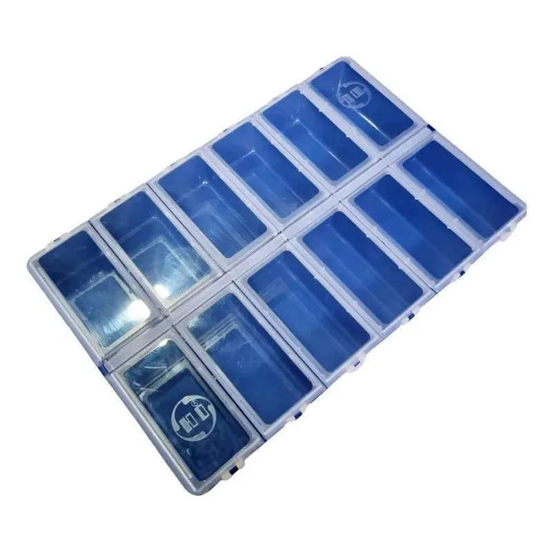 10x Estojo Organizador Plastico 12 Divis - Tampas Individua