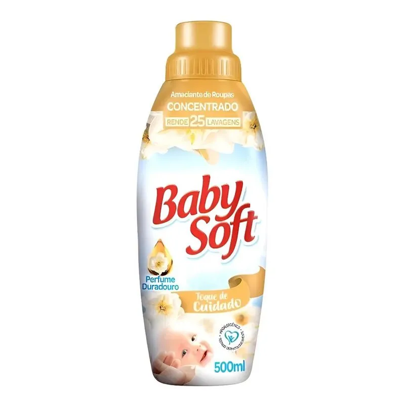5x Amaciante Baby Soft Com Tq De Cuidado - Branco 500ml