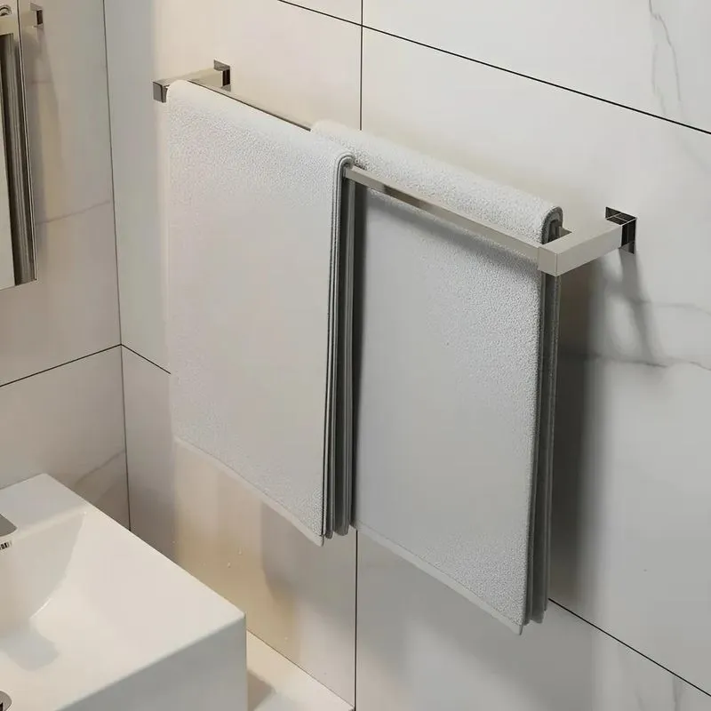 Porta Toalha Duplo De Banheiro 80cm Aço Inox 304 Q-td80