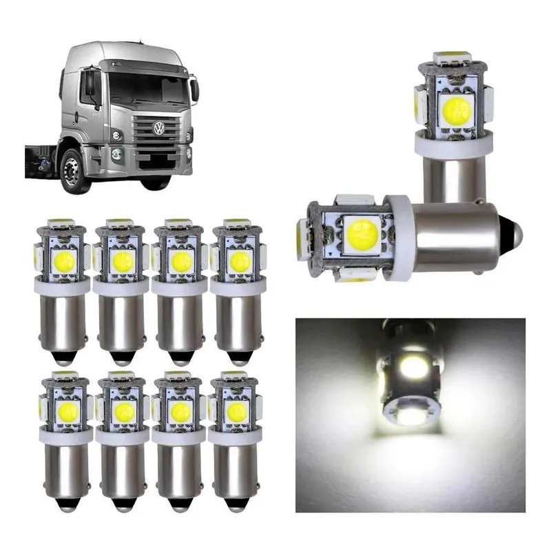 10x Kit 20 Lampada Ba9s 5 Led 24v Cores T4w 69