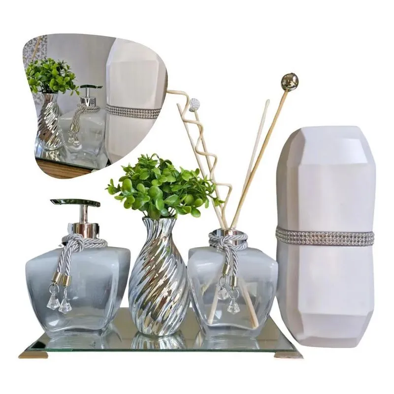 Kit Lavabo Branco Luxo Bandeja Es Kit Lavabo Luxo Branco/pra
