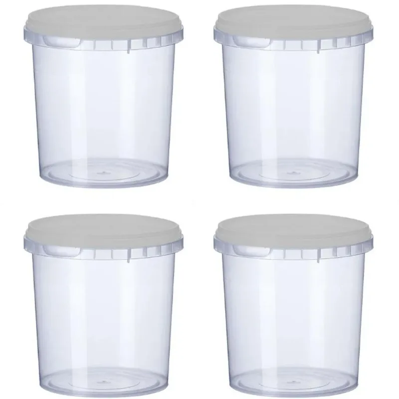 4 Potes Para Alimentos 500ml Transparente Com Tampa 11x9,5cm