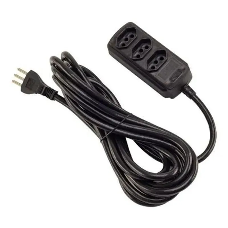 3x Extensão 3 Tomadas Tripolar 20a 5m Preto Force Line