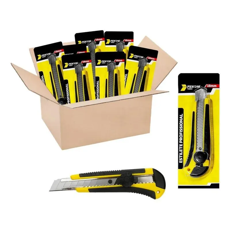 Kit 12 Estilete Profissional Lâmina 18mm Com Trava